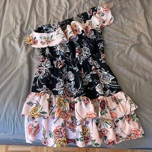 Aqua one shoulder dress. Super cute. Worn 2x